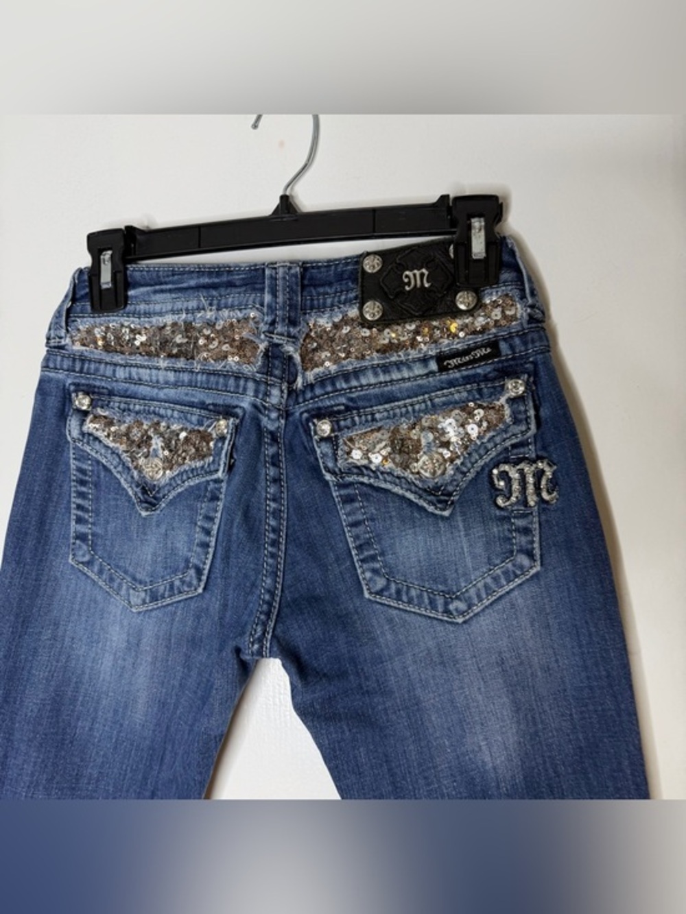 Miss me Bling Rhinestone Sequin Jeans  bootcut 27